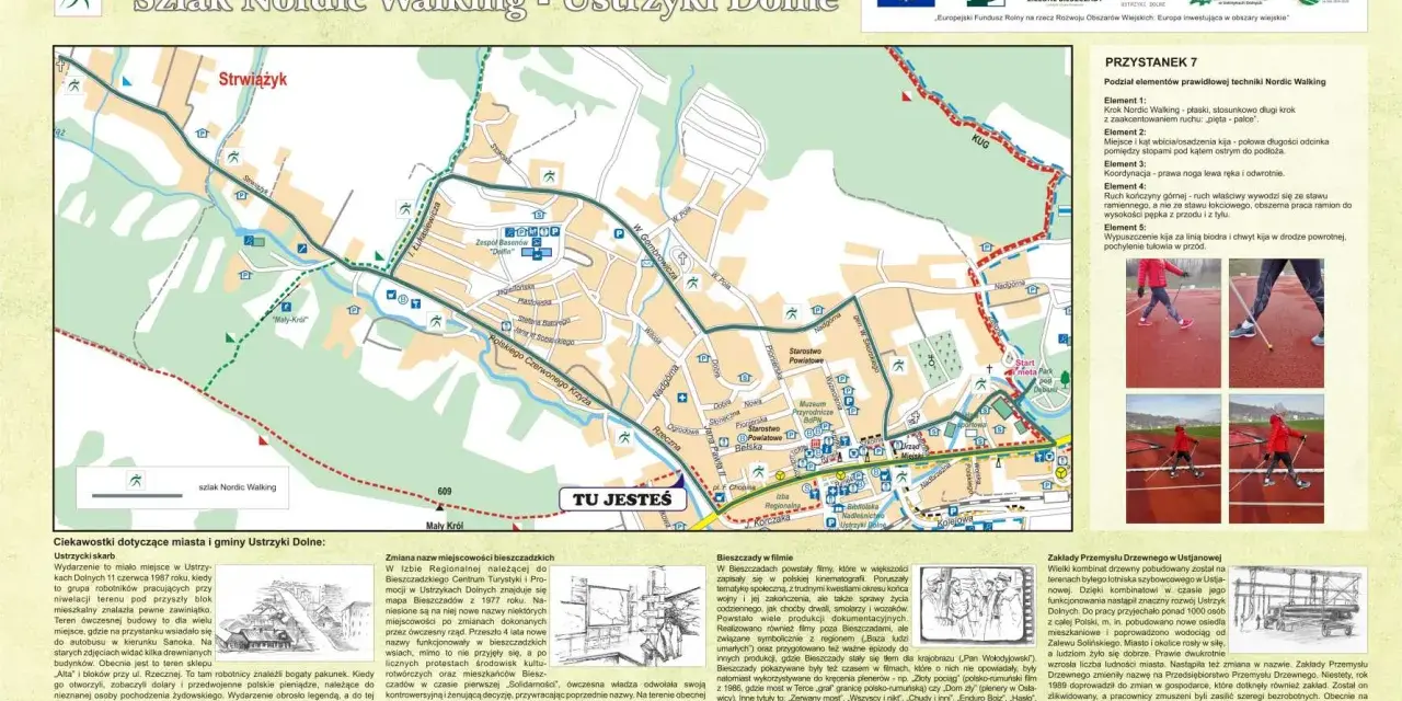 Mapa szlaków Nordic Walking w Ustrzykach Dolnych. Znajdziesz tu opis techniki, ciekawe miejsca i informacje o regionie.