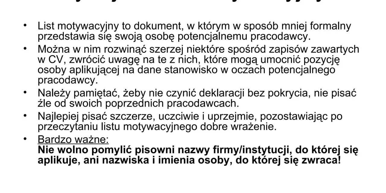 Czym jest list motywacyjny? To dokument, który mniej formalnie przedstawia Cię pracodawcy, rozwijając CV i podkreślając Twoje atuty.