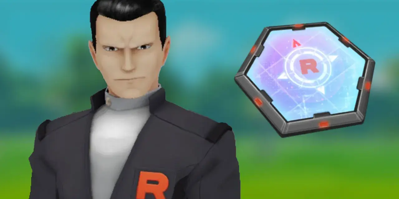 Giovanni de Pokémon GO con un dispositivo hexagonal de la Team Rocket.