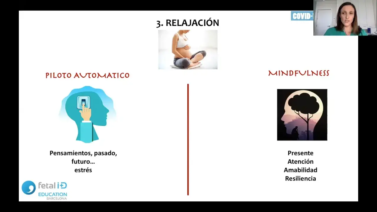 Relajación para el covid embarazo: piloto automático vs. mindfulness.