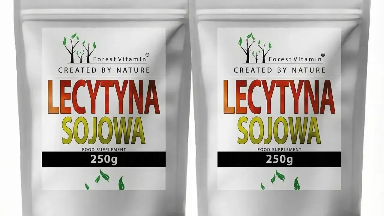 Dwie saszetki z lecytyną sojową Forest Vitamin, każda po 250g. Produkt spożywczy stworzony przez naturę.