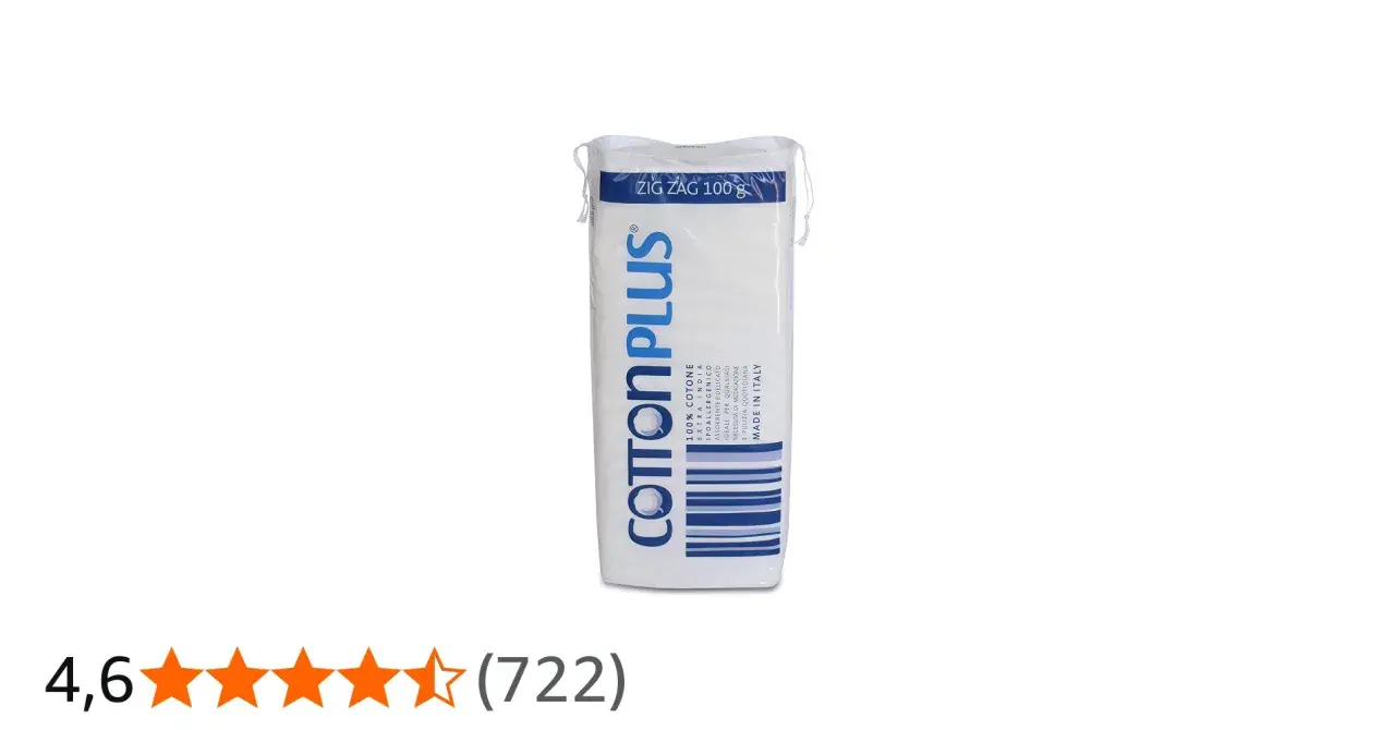 Confezione di cotone pettinato Cottonplus, 100g. Il cotone pettinato, con il suo significato di purezza e delicatezza, è ideale per medicazioni e pulizia quotidiana.