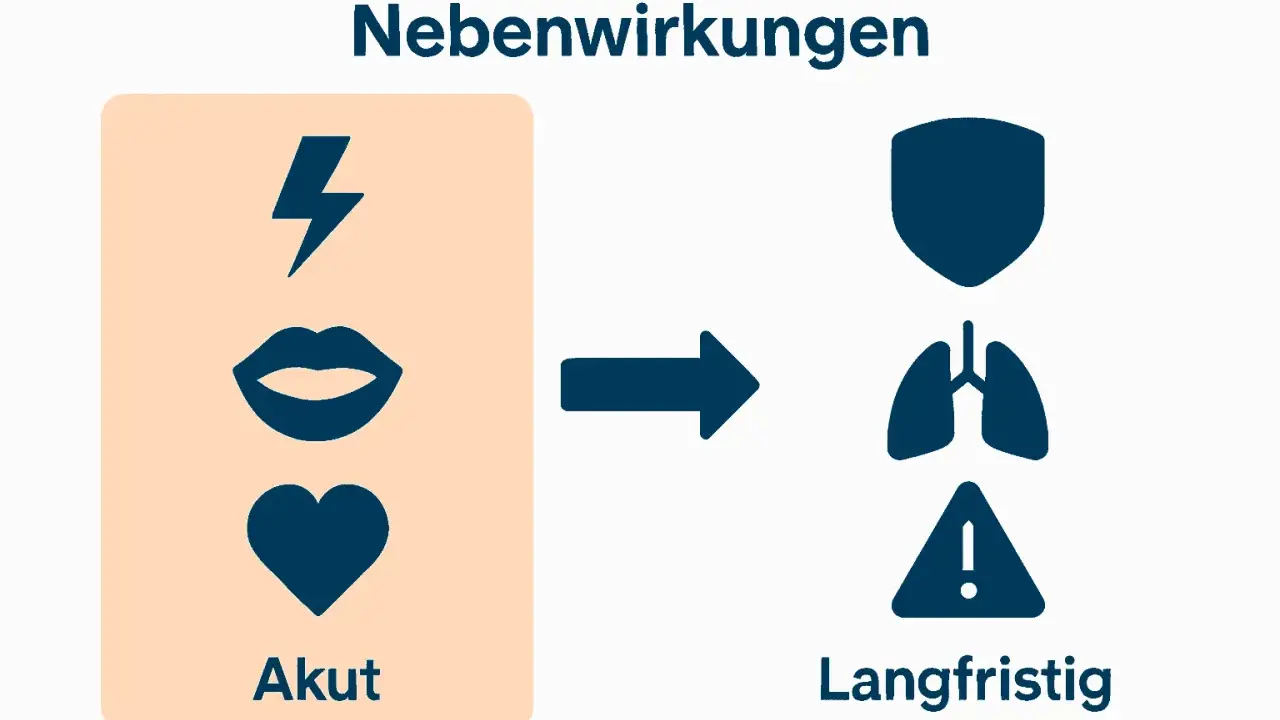 Akute Nebenwirkungen wie Blitz, Mund und Herz können zu langfristigen Problemen wie Lunge und Warnzeichen führen.