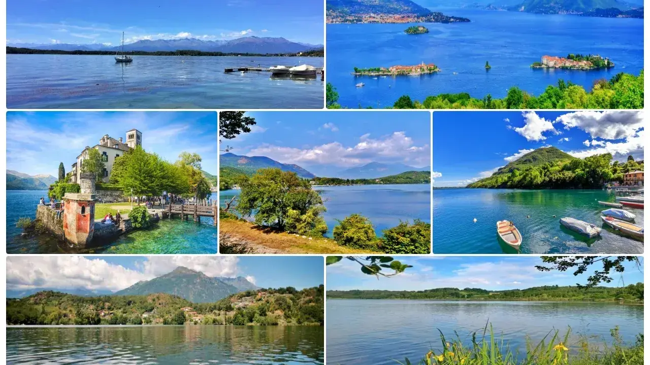 Splendidi laghi balneabili con isole, montagne e barche. Un invito alla vacanza in paesaggi incantevoli.