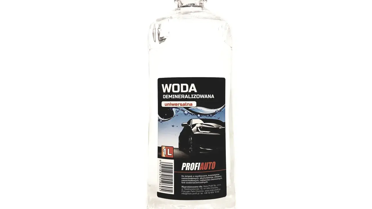 Butelka wody demineralizowanej 1L. Idealna do żelazek, kosmetyków samochodowych i farb wodorozcieńczalnych.