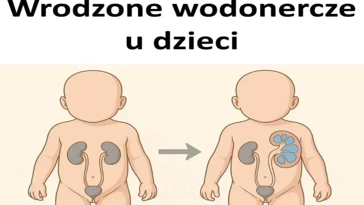 Ilustracja pokazuje rozwój wrodzonego wodonercza u dziecka. Pytanie brzmi: czy wodonercze jest wyleczalne?