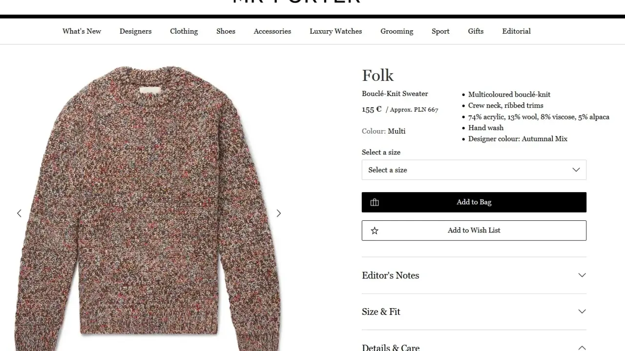 Sweter Folk z wielokolorowej przędzy bouclé, w 74% z akrylu. Miękki akryl materiał zapewnia komfort noszenia.