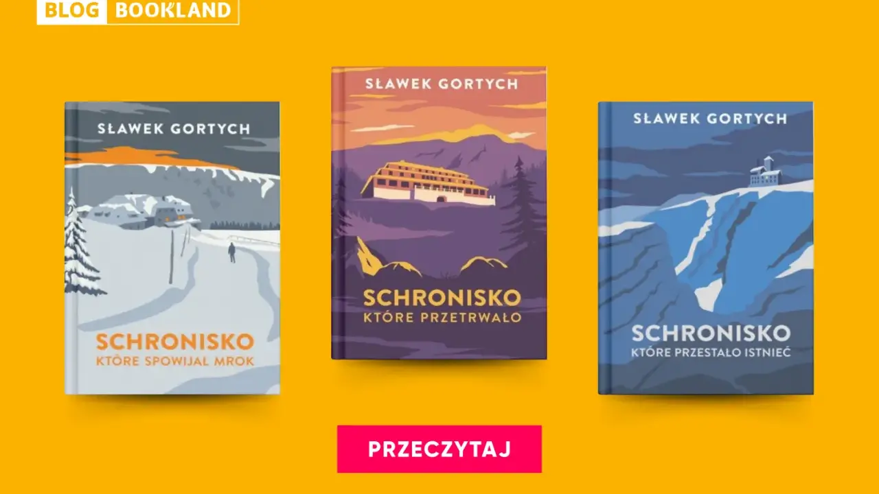 Trzy okładki książek Sławka Gortycha z serii "Schronisko". Każda przedstawia górski krajobraz i tytuł.