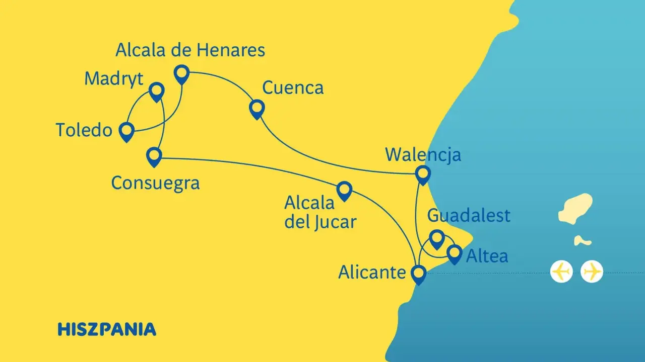 Trasa po Hiszpanii: Madryt, Toledo, Consuegra, Alcala de Henares, Cuenca, Alcala del Jucar, Walencja, Guadalest, Altea, Alicante. Odkryj serce La Manchy!