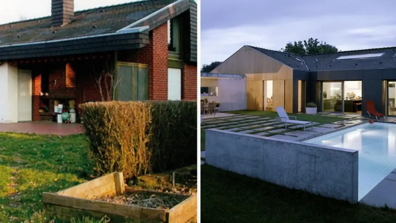 Vorher-nachher: Ein 70er Jahre Haus wird zum modernen Traum mit Pool und Garten.