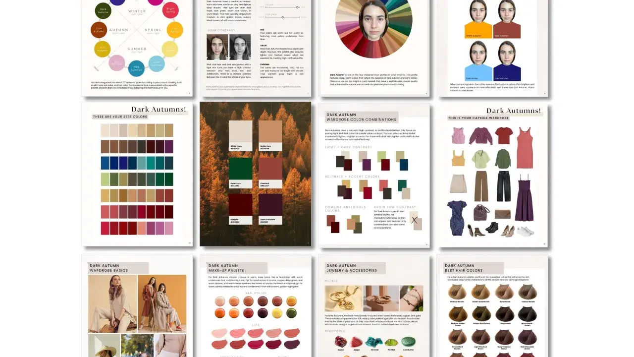 Dark Autumns! This guide shows your best colors, wardrobe, makeup, and hair. What season am I?