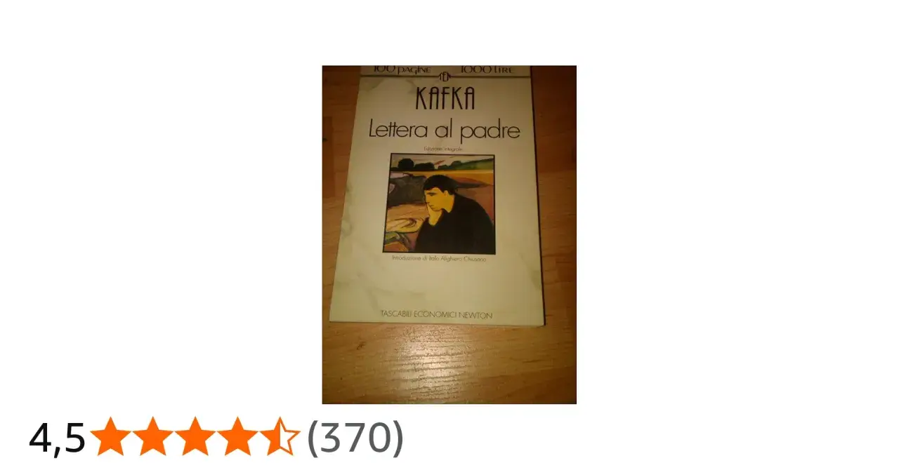 Copertina del libro "Kafka: Lettera al padre", con un'illustrazione di un uomo pensieroso. Edizione integrale Tascabili Economici Newton.