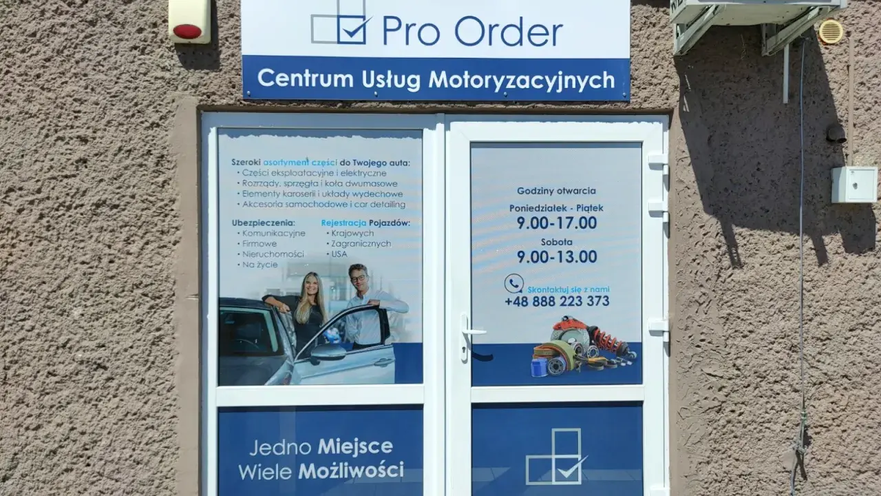 Centrum Usług Motoryzacyjnych Pro Order oferuje części, ubezpieczenia i rejestrację pojazdów. Zapraszamy!