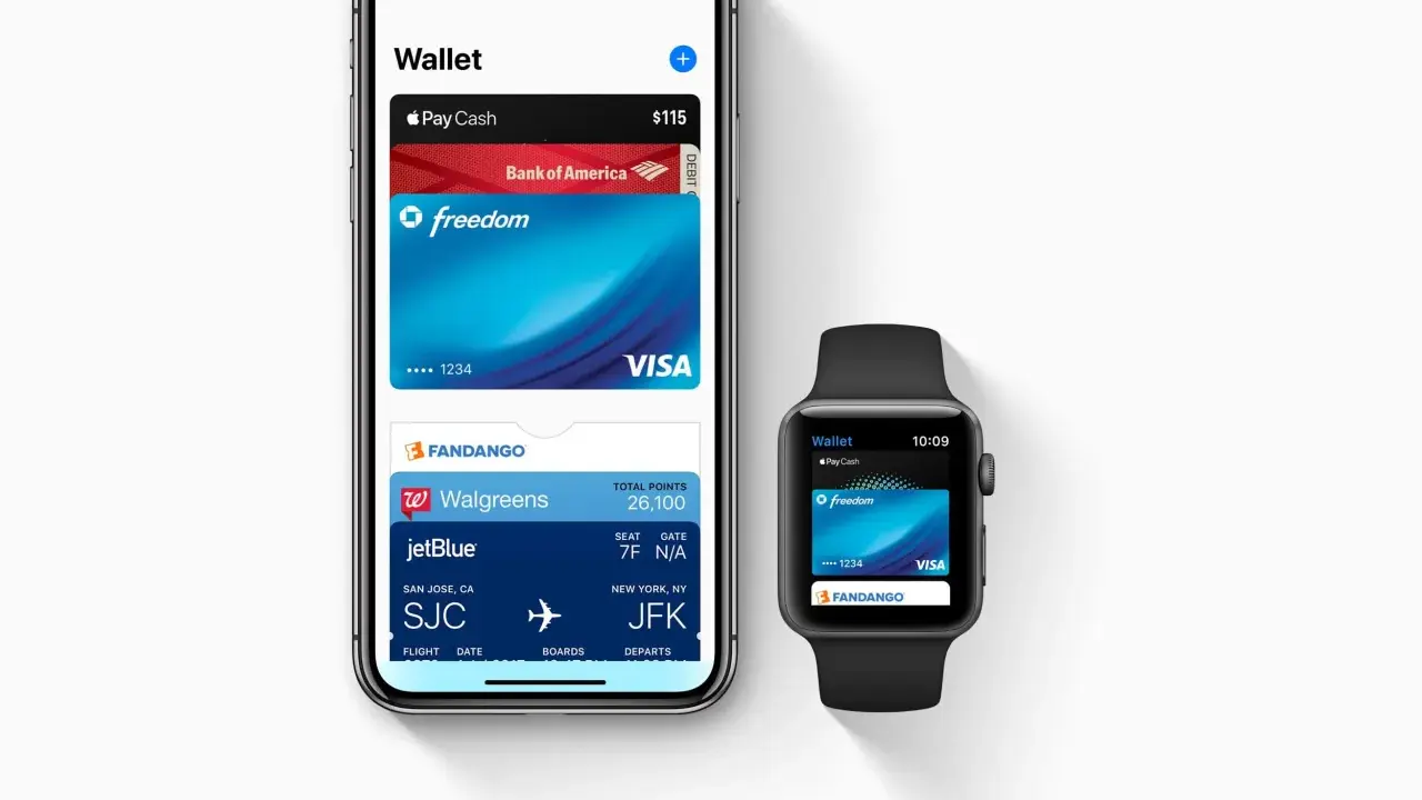 Apple Wallet przechowuje karty płatnicze, bilety lotnicze i karty lojalnościowe, jak np. do Walgreens. Wygodne zarządzanie finansami i programami lojalnościowymi.