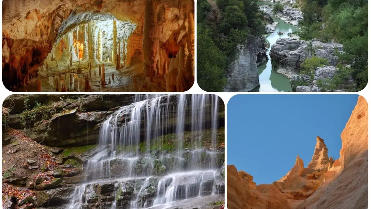 Grotte, gole fluviali, cascate e calanchi: un viaggio di trekking nelle Marche tra meraviglie naturali.