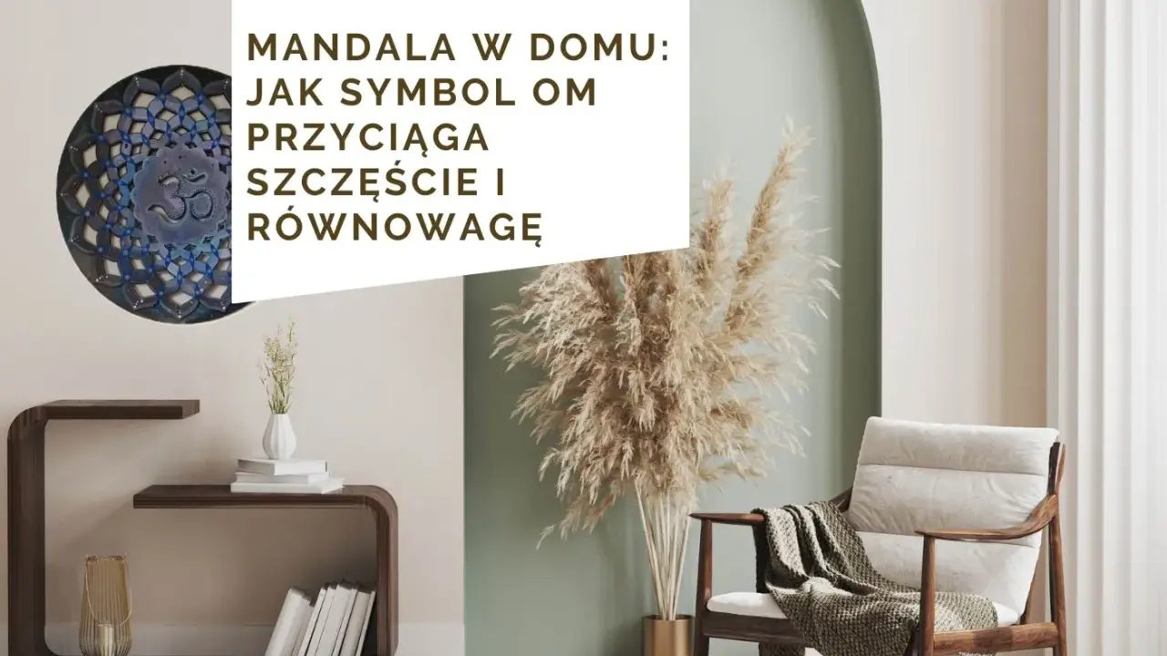 Ozdobna mandala z symbolem Om w domu, symbolizująca szczęście i równowagę.