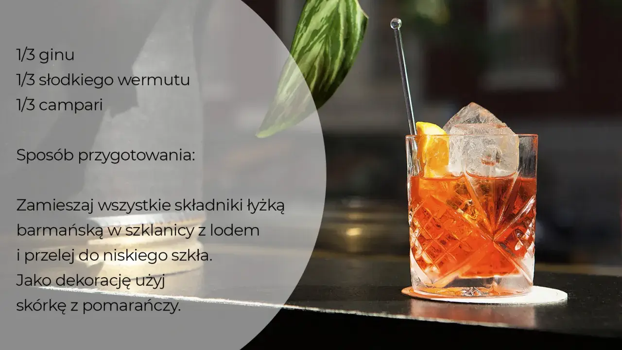 Orzeźwiający drink, idealny na letnie wieczory. Ten **martini negroni** to klasyka, która zawsze się sprawdza.