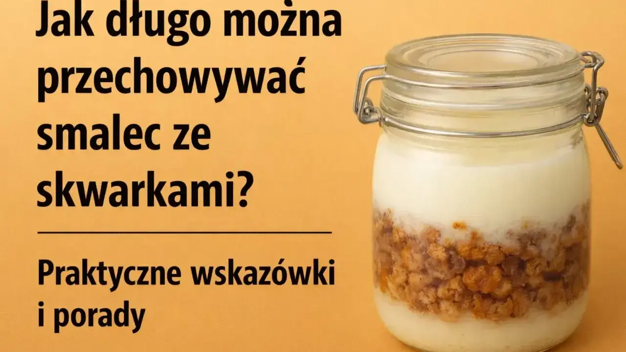 Słoik ze smalcem i skwarkami. Dowiedz się, jak przechowywać smalec, by był świeży jak najdłużej. Praktyczne wskazówki.
