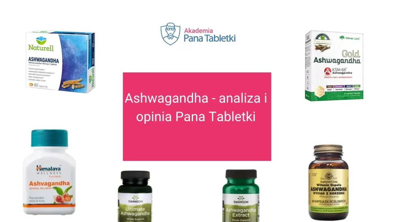 Różne suplementy z ashwagandhą, analiza i opinia Pana Tabletki. Sprawdź, po jakim czasie działa ashwagandha.