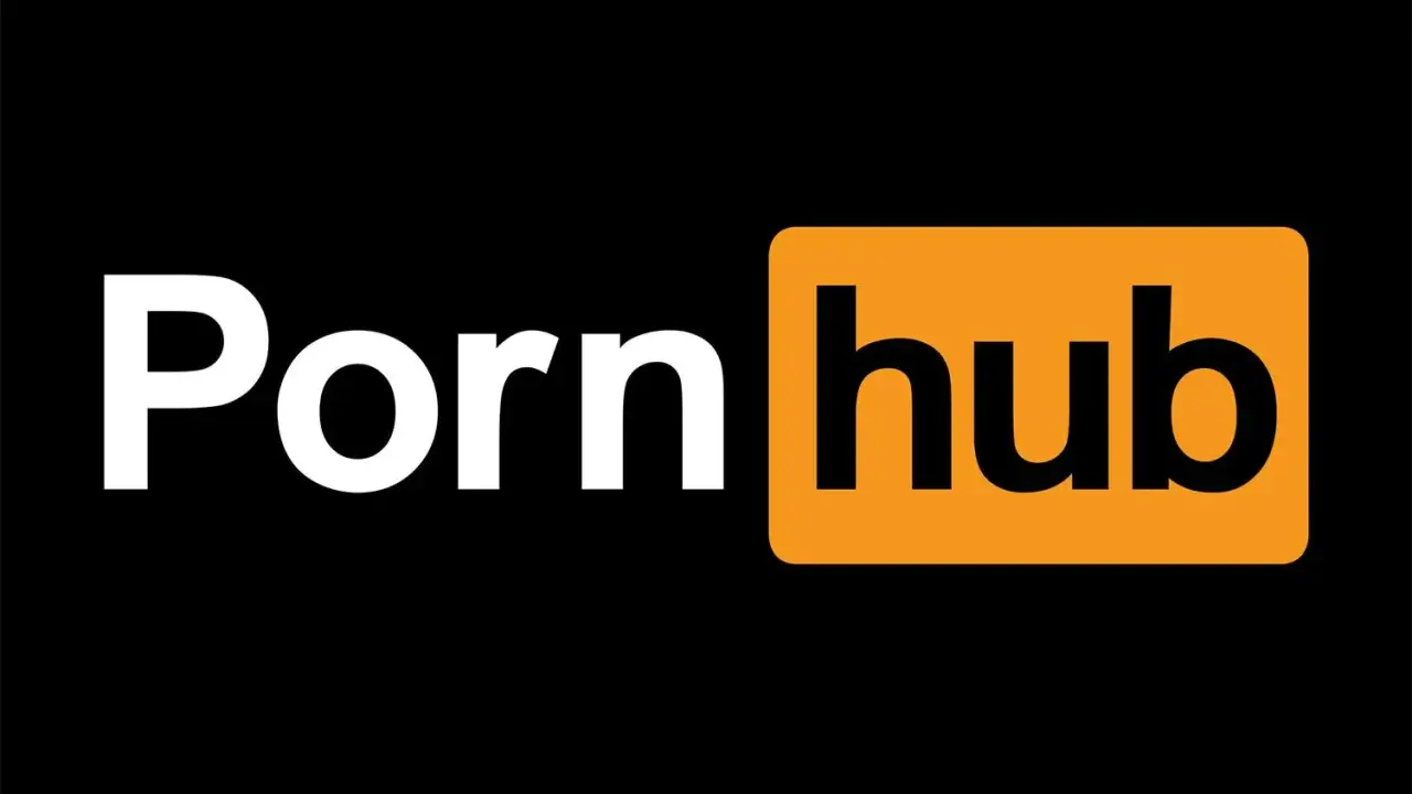Logo z napisem "Porn hub" na czarnym tle. Pomarańczowy prostokąt z zaokrąglonymi rogami zawiera napis "hub".