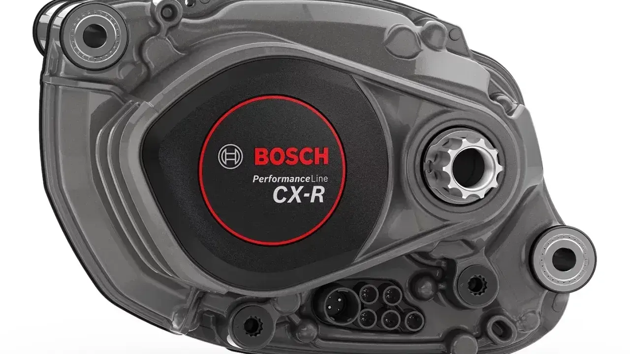 Silnik Bosch Performance Line CX-R do e-bike'ów, z widocznym logo i oznaczeniem modelu.