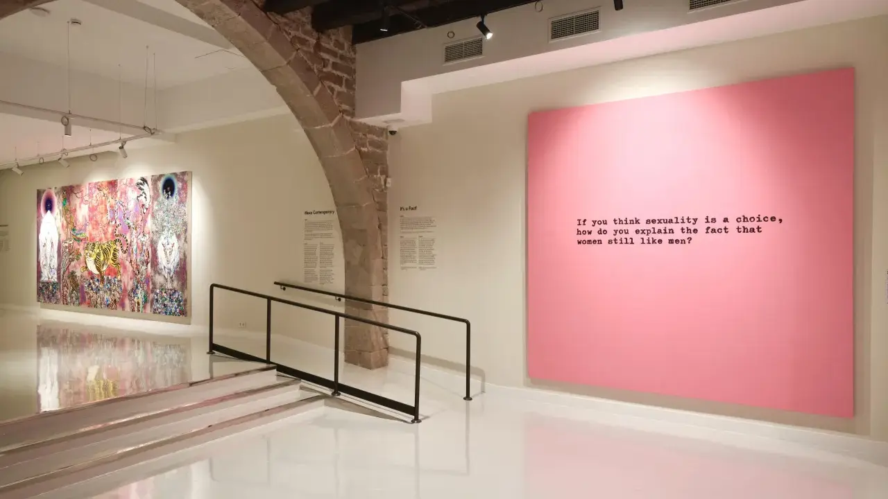Ein Kunstwerk von Hayden Kays mit der provokanten Frage: "Wenn du denkst, Sexualität sei eine Wahl, wie erklärst du dann, dass Frauen Männer immer noch mögen?