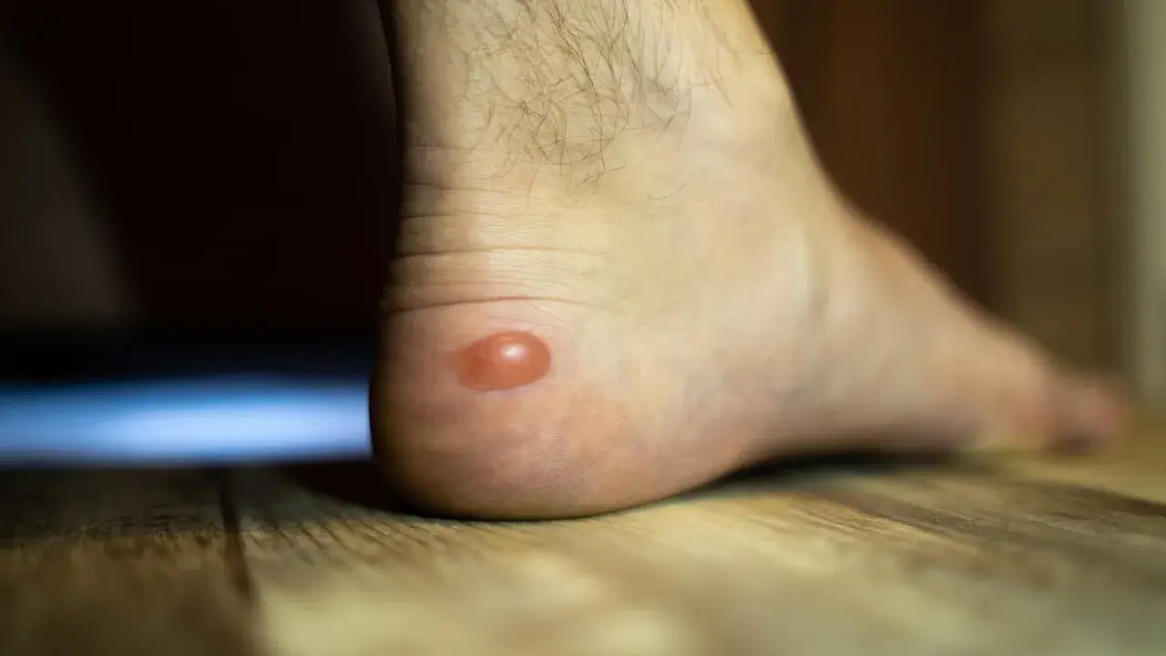 Une phlyctène sur le talon, que faire ? Cette ampoule rouge sur la peau du pied est douloureuse.