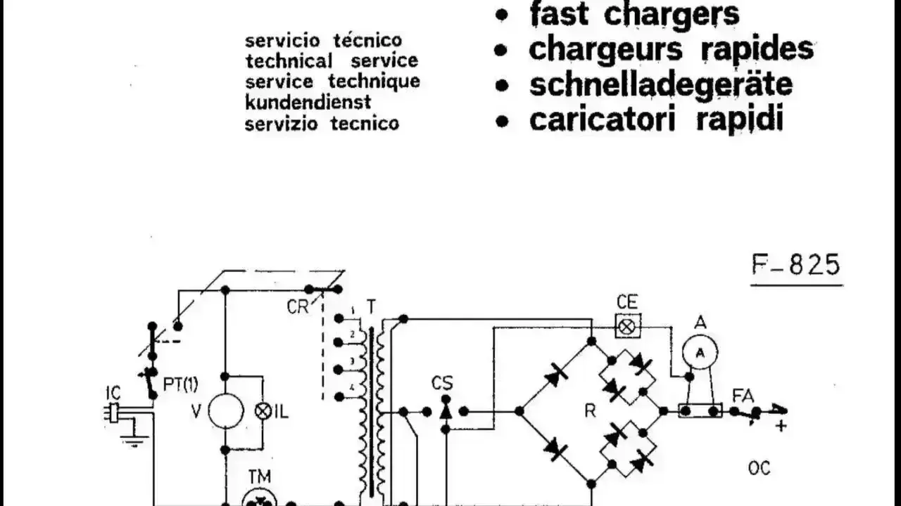Schemat pokazuje, jak podłączyć amperomierz (A) w obwodzie prostownika z transformatorem.
