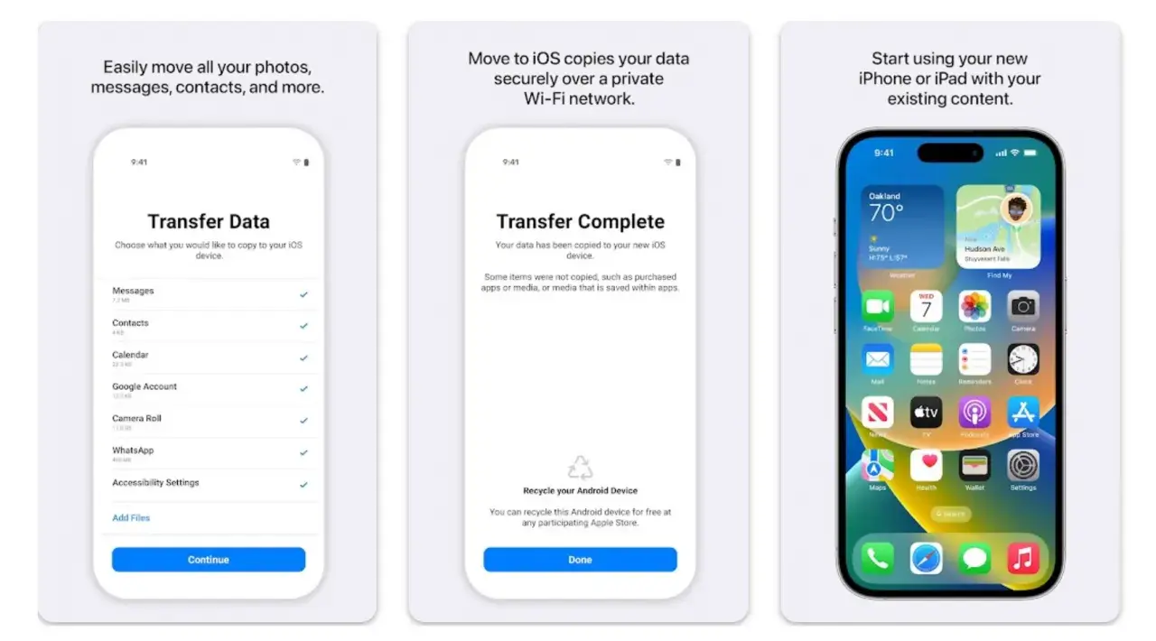 Jak przenieść dane z Androida na iPhone po konfiguracji? Aplikacja "Przenieś do iOS" ułatwia kopiowanie zdjęć, wiadomości i kontaktów przez Wi-Fi.