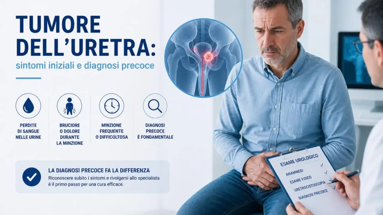 Tumore dell'uretra: perdite di sangue, bruciore, minzione difficile sono sintomi da non sottovalutare. La diagnosi precoce è fondamentale.