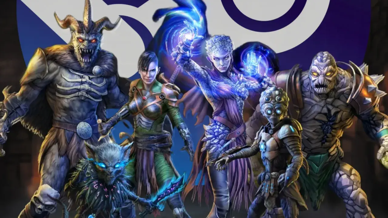 Złowroga drużyna potworów i wojowników gotowa na przygodę w stylu dungeon crawler.