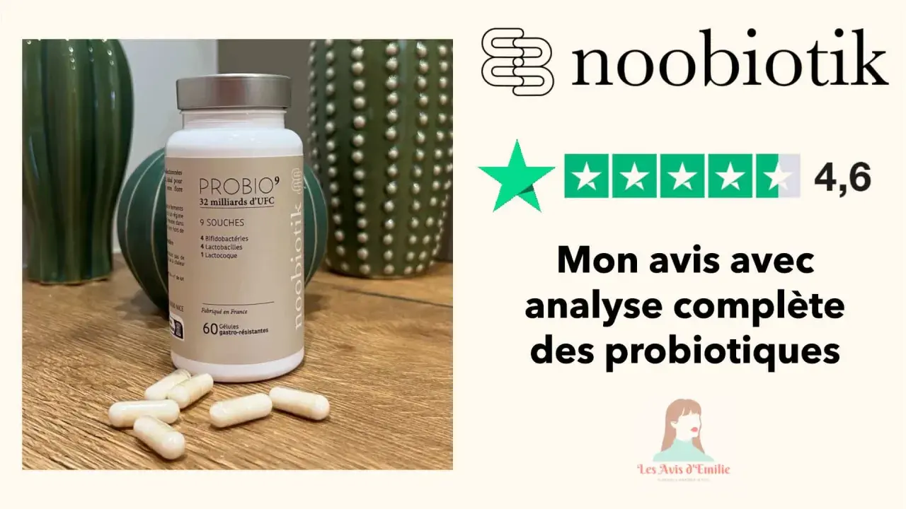 Flacon de probiotiques pour la flore vaginale, avec 9 souches et 32 milliards d'UFC. Avis complet sur les probiotiques.