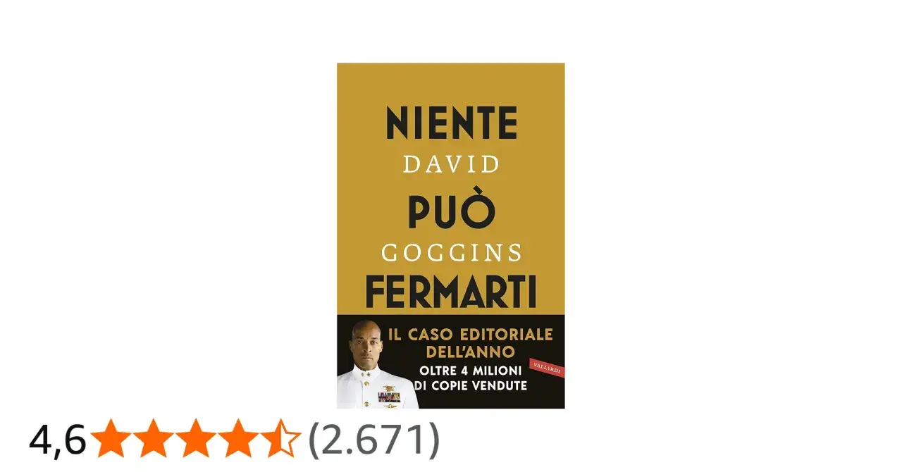 Copertina del libro "Niente può fermarti" di David Goggins, un caso editoriale con oltre 4 milioni di copie vendute.