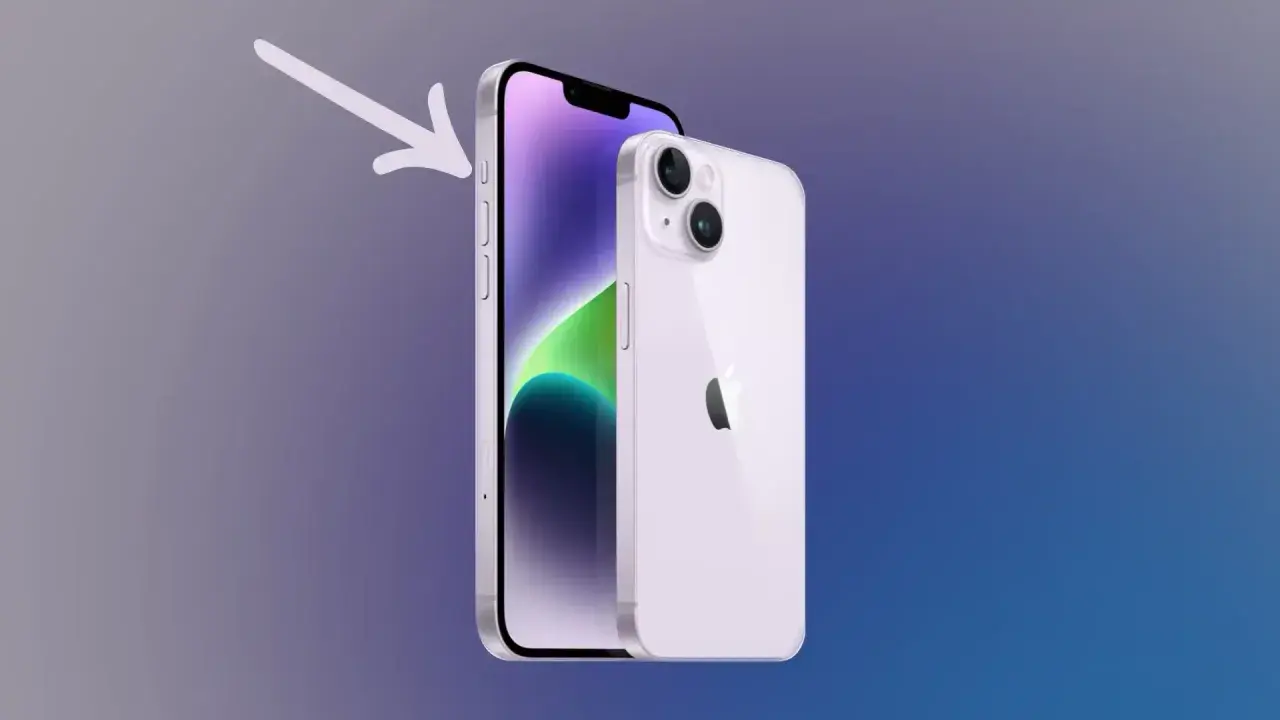 Strzałka wskazuje przyciski głośności na iPhonie, które pomogą Ci dowiedzieć się, jak wyłączyć tryb skupienia iPhone.