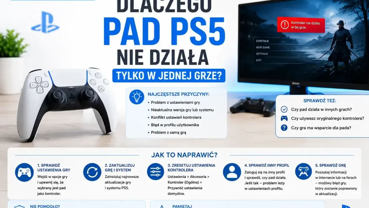 Poradnik rozwiązywania problemów z padem PS5, gdy nie działa tylko w jednej grze. Rozwiązania dla graczy.