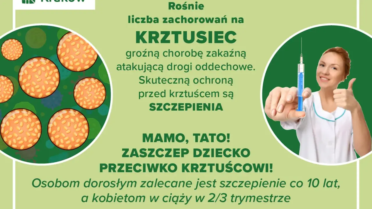 Rośnie liczba zachorowań na krztusiec, groźną chorobę układu oddechowego. Skuteczna ochrona to szczepienia. Zaszczep dziecko przeciwko krztuścowi!
