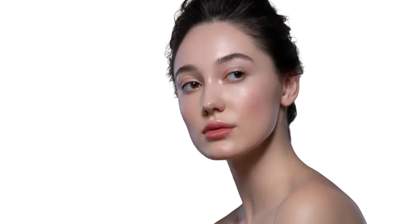Visage lumineux et lisse, résultat d'un soin pro power peel. Peau éclatante, prête à rayonner.