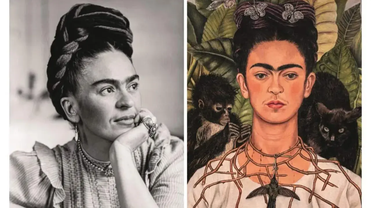 Frida Kahlo na zdjęciu i w obrazie z małpą i kotem. Ciekawe frida kahlo ciekawostki.