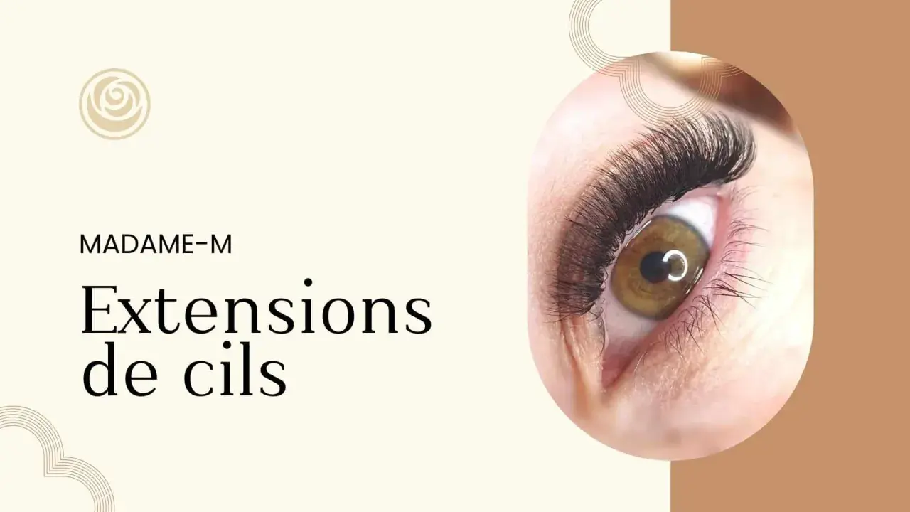 Un œil avec des extensions de cils volumineuses, offrant un regard intense. Une alternative au mascara semi-permanent pour un effet longue durée.