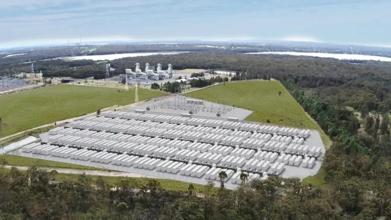 Große Batterieanlage in Australien, die erneuerbare Energien speichert. Ein wichtiger Schritt für Australiens Energiewende.