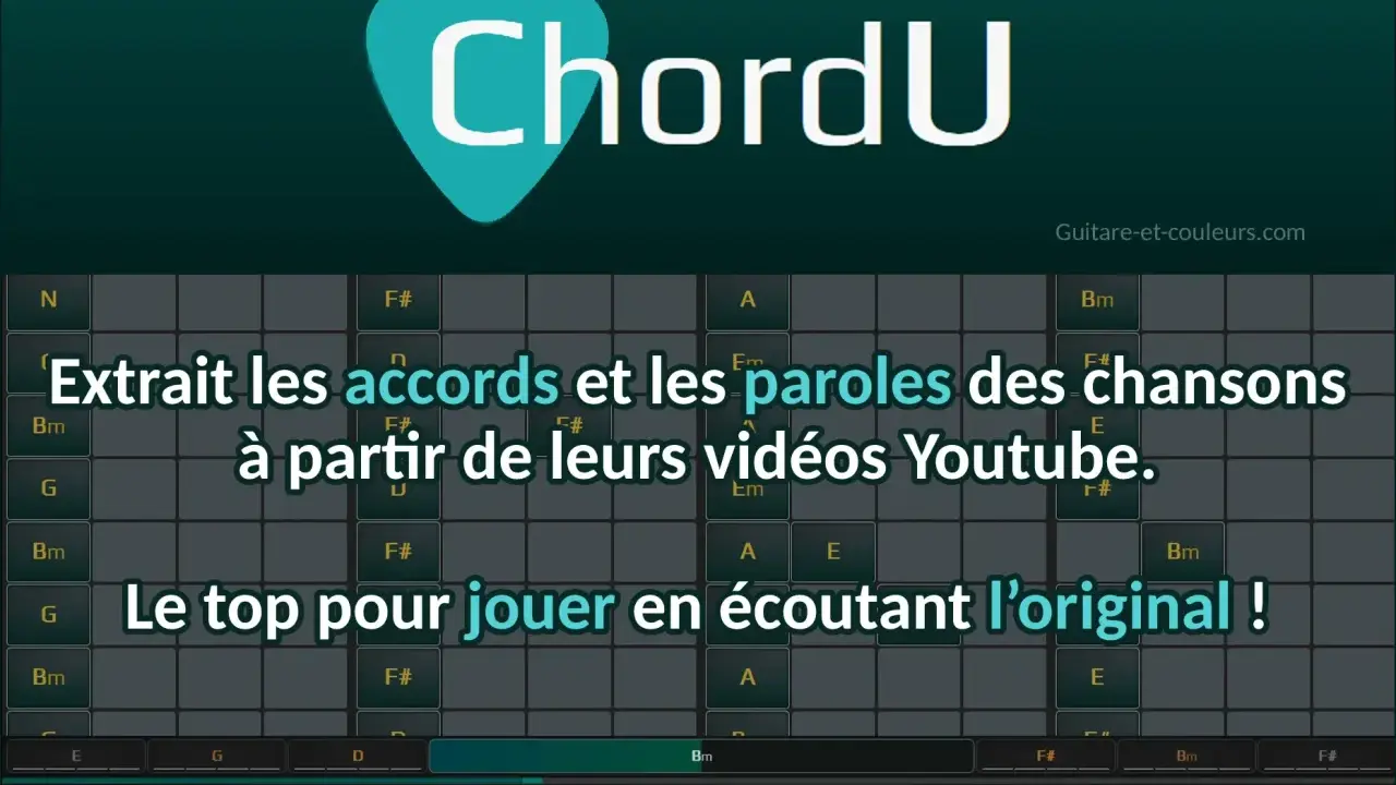 Trouver les accords d'une chanson est facile avec ChordU. Extrayez les accords et paroles de vidéos Youtube pour jouer en écoutant l'original.