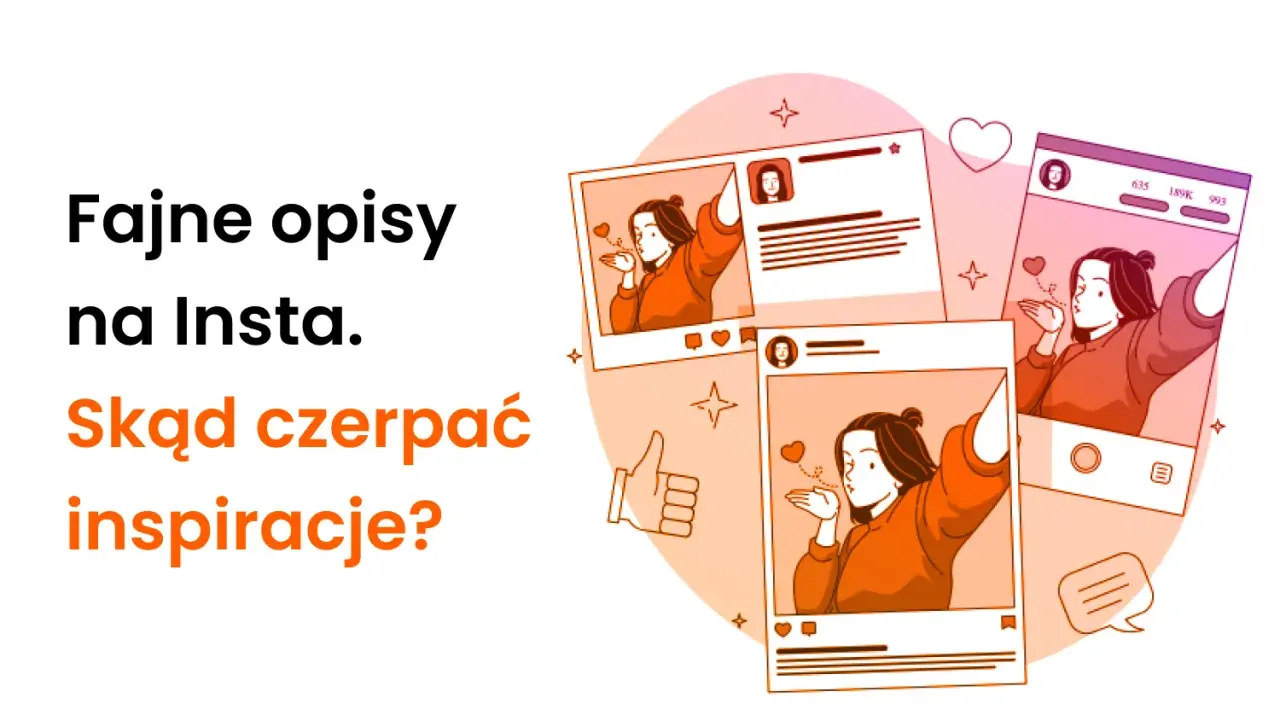 Fajne opisy na Insta. Skąd czerpać inspiracje? Ilustracja pokazuje profile z dziewczyną wysyłającą całusy, idealne cytaty do zdjęć.