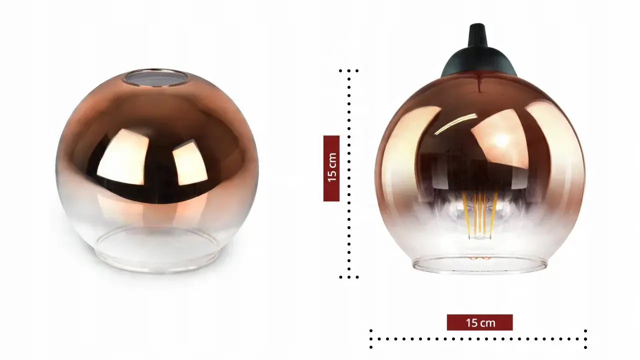 Elegancka lampa miedziana kula z efektem ombre, idealna do nowoczesnych wnętrz.