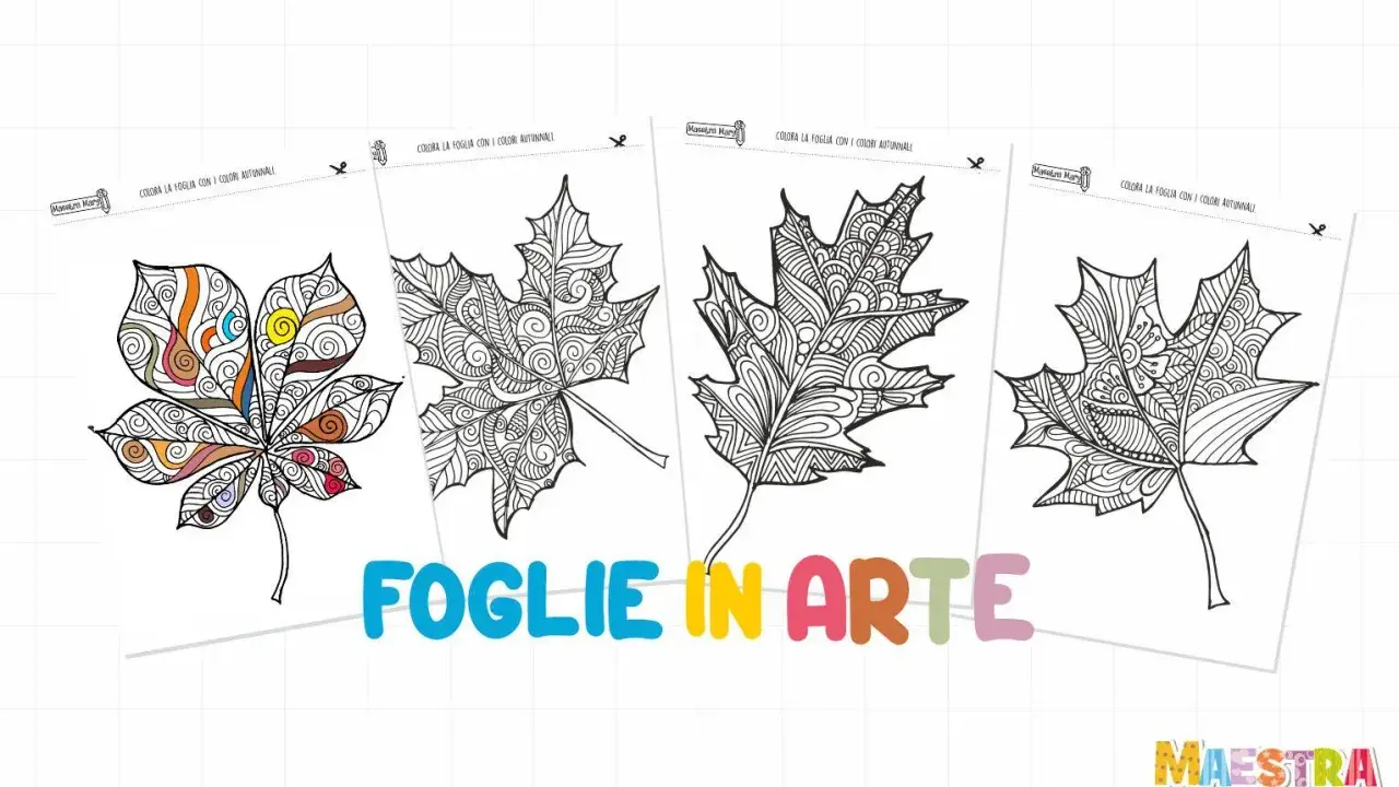 Foglie d'autore da colorare, con disegni intricati per stimolare la creatività autunnale.