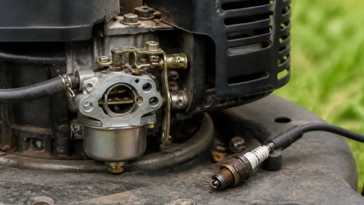Carburateur de tondeuse et bougie. Moteur noyé, combien de temps attendre avant de réessayer ?
