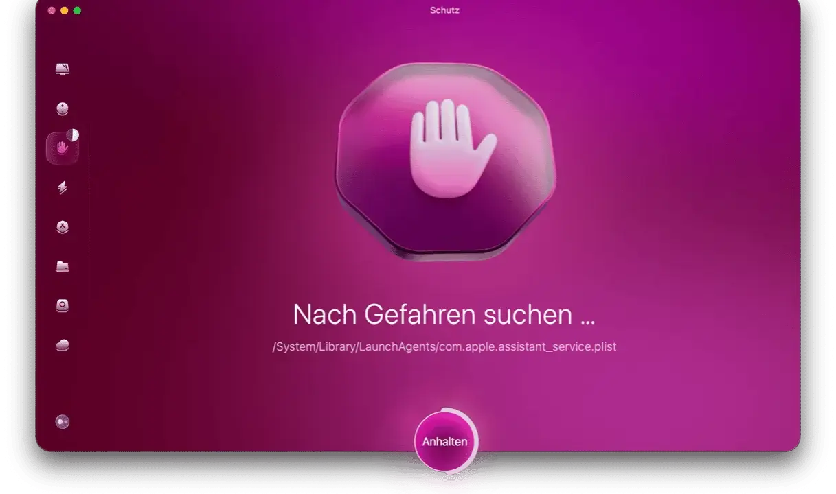 Warnung: Mac-Virus gefunden! Suche nach Gefahren ... Stoppen Sie die Bedrohung jetzt.