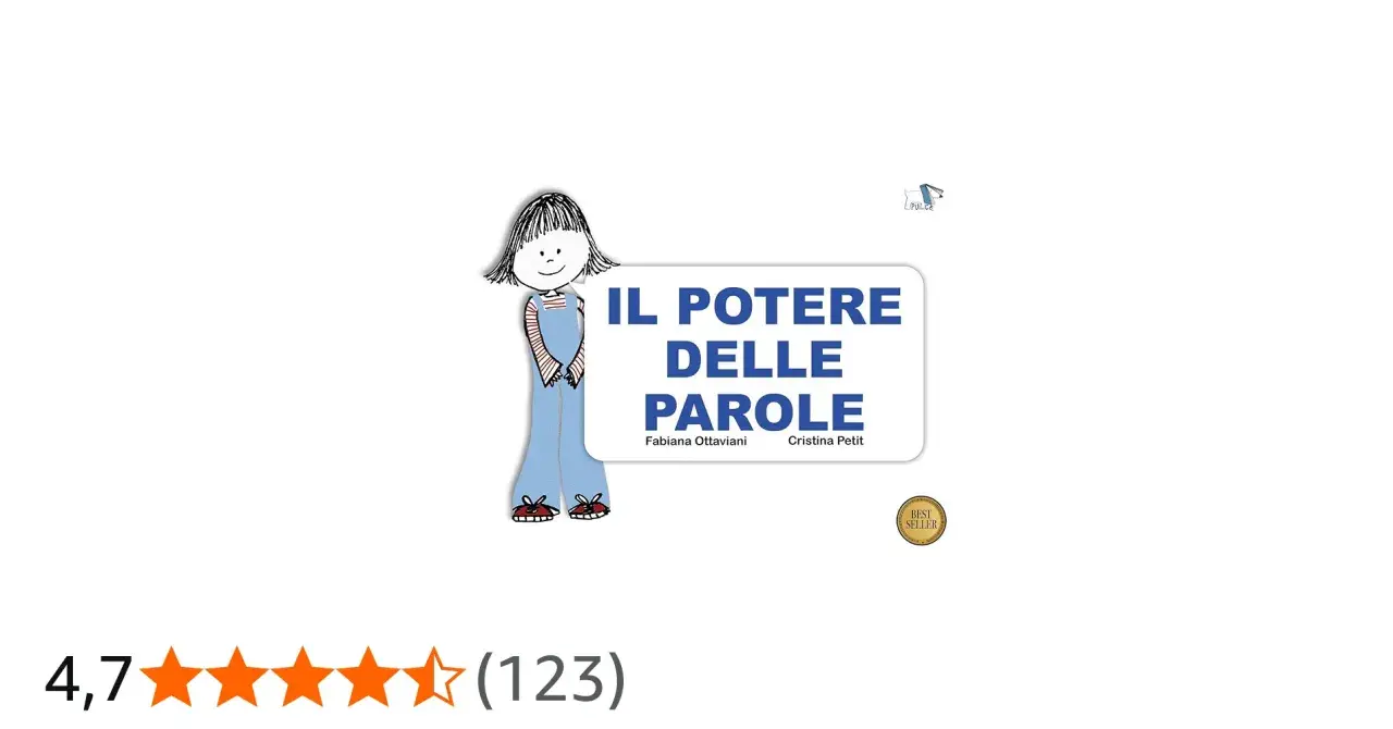 Una bambina sorride accanto al titolo "Il Potere delle Parole". Un libro che, una volta sola, può cambiare la prospettiva.