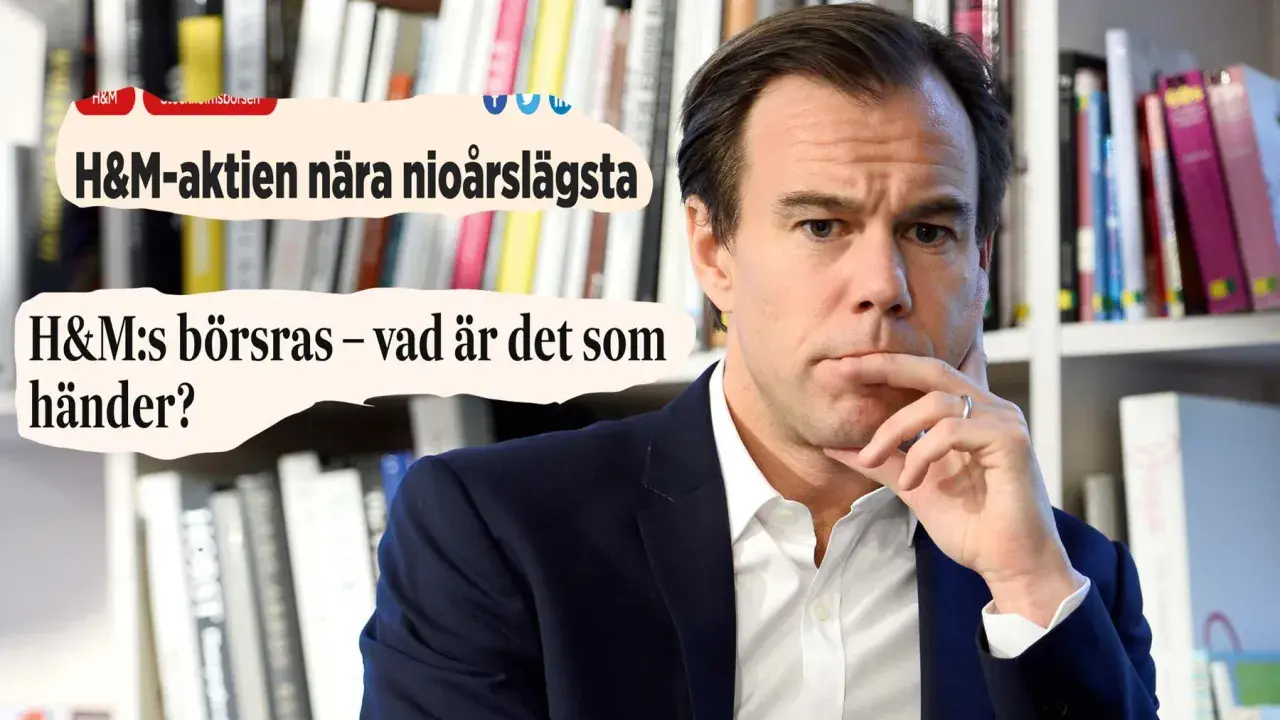 Karl Johan Persson funderar över H&M:s börsras. Aktien närmar sig en nioårslägsta.