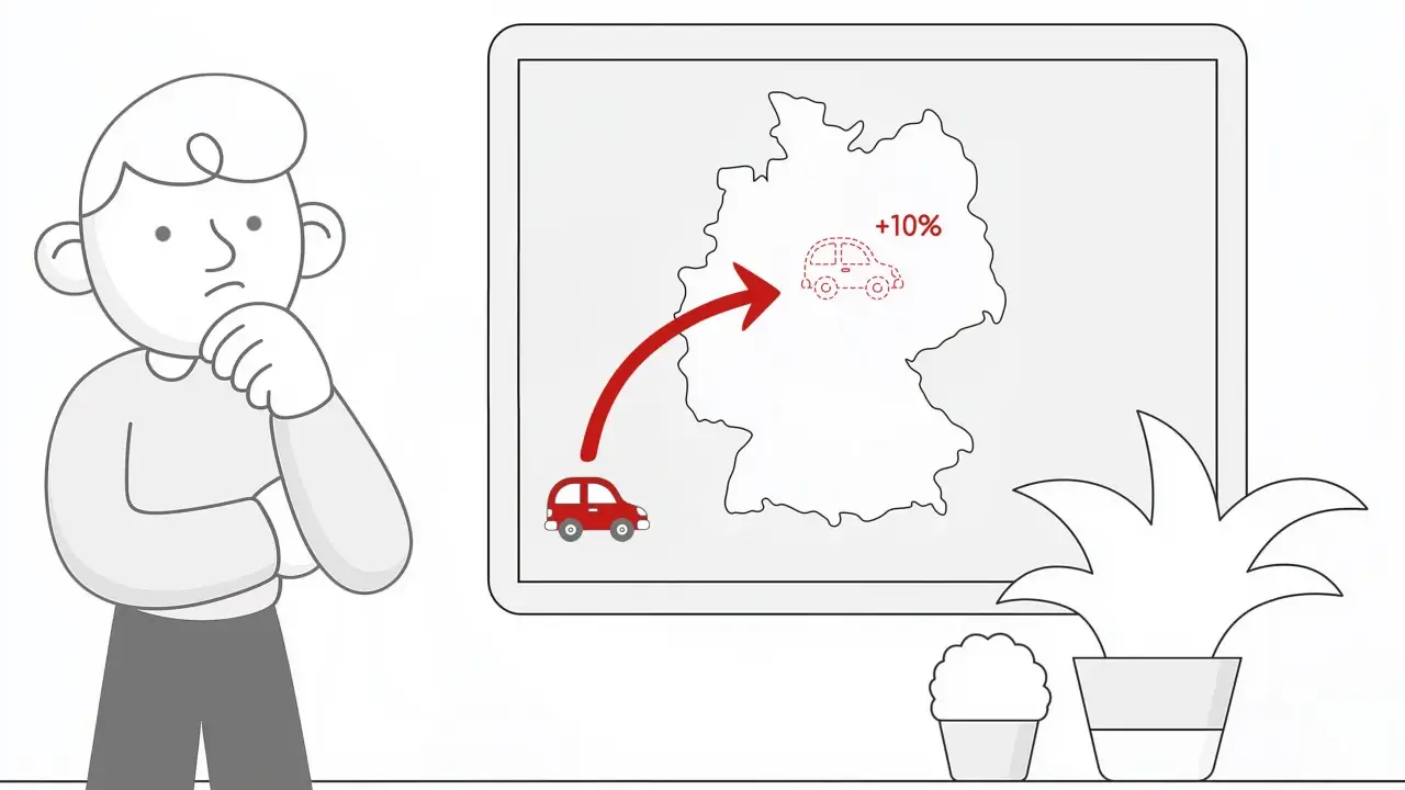 Zastanawiasz się nad akcyzą za samochód? Mapa Niemiec pokazuje wzrost o 10% dla importowanego auta.