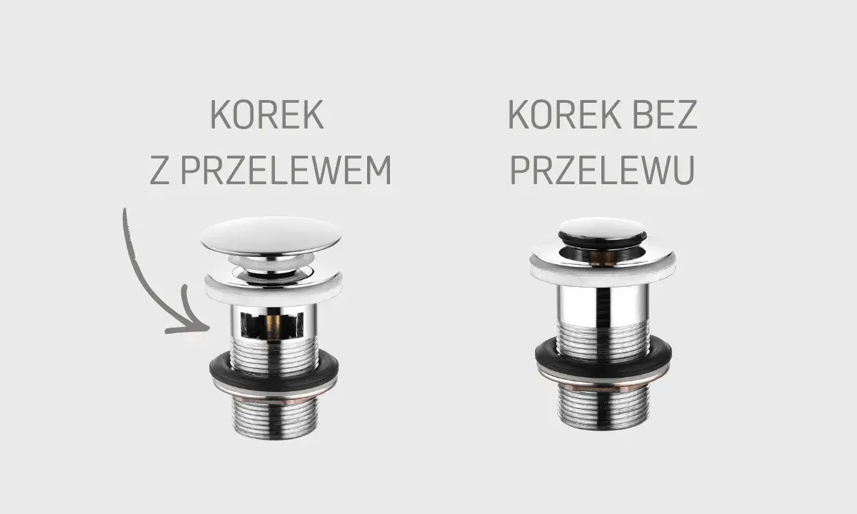 Korek z przelewem i bez. Wybierz, który korek lepiej sprawdzi się w Twojej łazience.